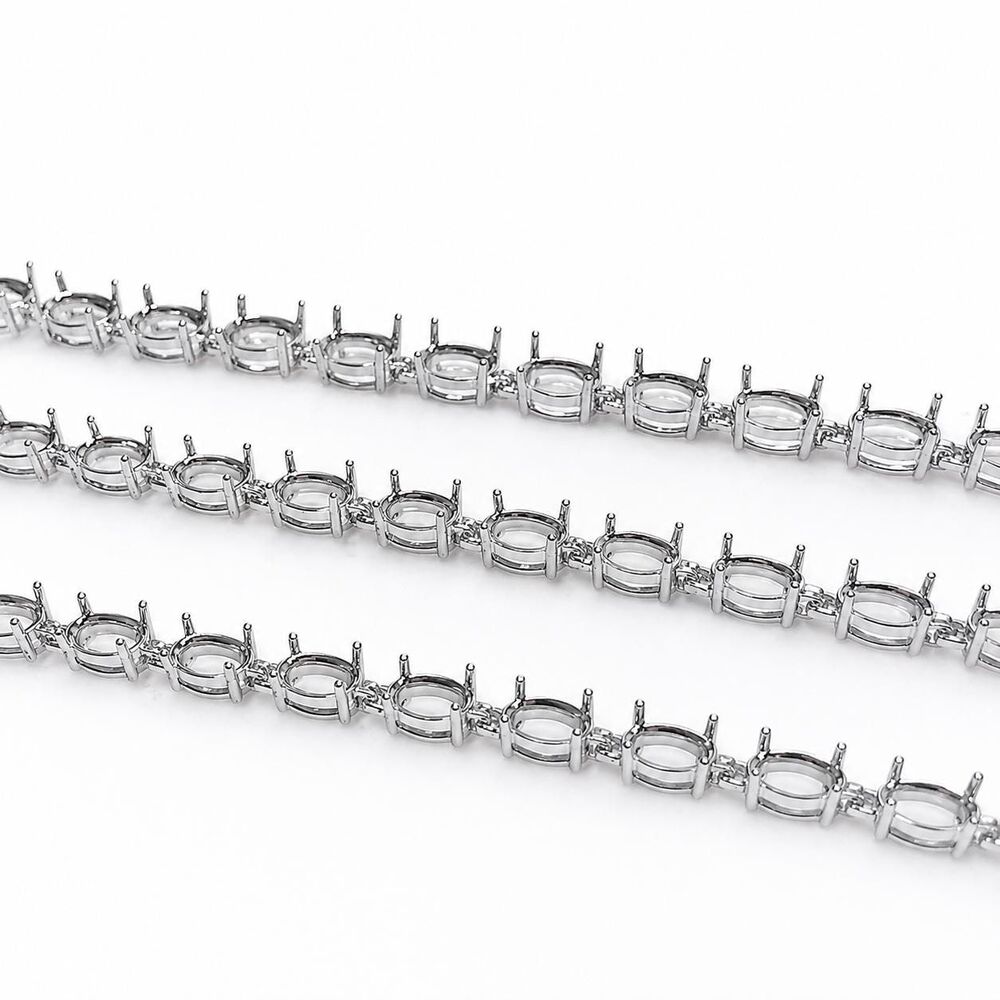 Oval Bracelet Semi Mount Sterling Silver Blank Finding 7.75 Inch Assorted Sizes